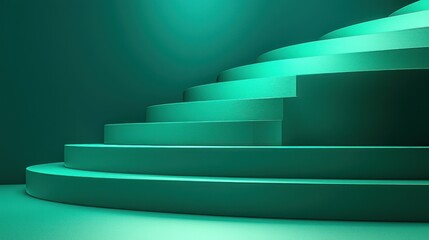 Obraz premium Teal circular steps, abstract podium, studio, spotlight