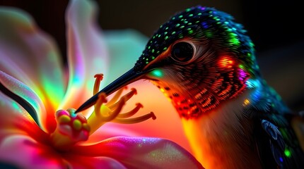 Fototapeta premium Hummingbird with Flowers