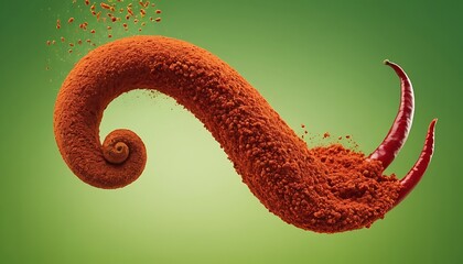 Colorful Chili Peppers and Powder Displayed Artistically in a Bright Kitchen Setting with Flat Lay Perspective Captured in Vibrant Daylight,red, aesthetic, artistic, colors,786