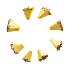 Naklejka premium Sliced Pineapple Pieces Arranged in Circular Pattern on Transparent Background