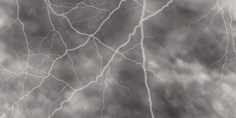 watercolor background. monochrome white and grey watercolor background. Thunder, lightnings and rain at night during summer storm.

