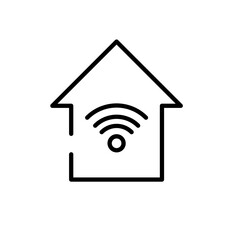 wireless internet, house with wifi symbol - vector icon