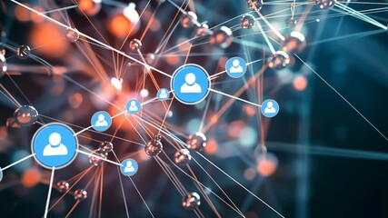 Abstract network of interconnected spheres representing social connections and digital communication - Powered by Adobe