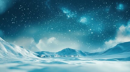 Fototapeta premium Snowy Village Under a Starry Winter Night Sky
