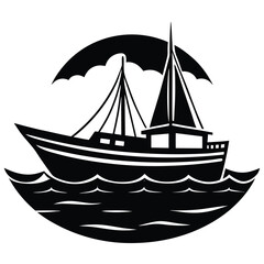 Boat Silhouette on the Horizon vector