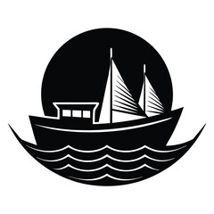 Boat Silhouette on the Horizon vector