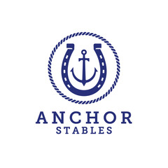 Horse Shoe Anchor Rope Frame Logo. Horse Shoe Logo, Anchor Logo.