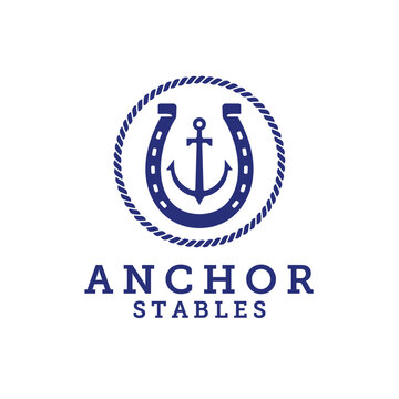 Horse Shoe Anchor Rope Frame Logo. Horse Shoe Logo, Anchor Logo.