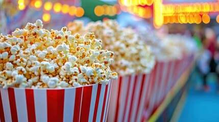 Fresh Popcorn Stalls at a Carnival Event