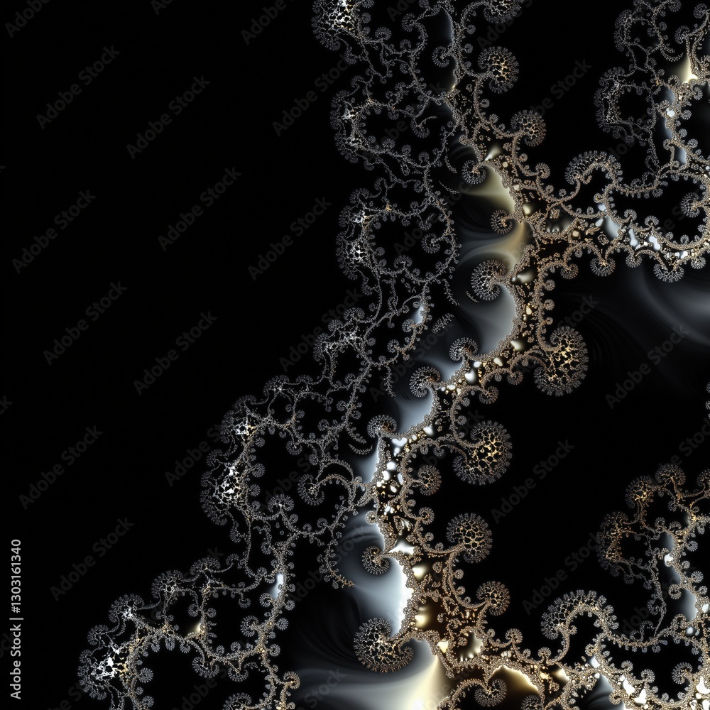 Poster black and gold swirl pattern with a white background. the pattern is very intricate and detailed, wi