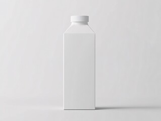 Stylish white milk carton in minimalist studio setting with clean design