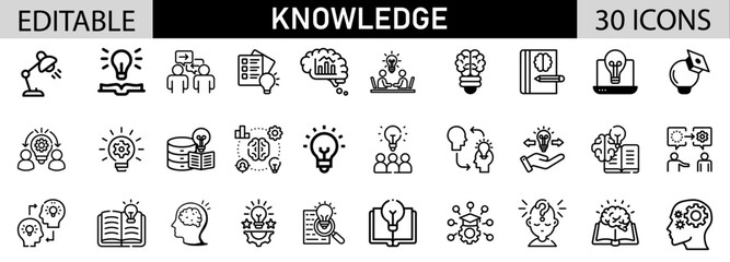 Knowledge icon pack design in adobe illustrator I Editable Stoke I Victor File. 