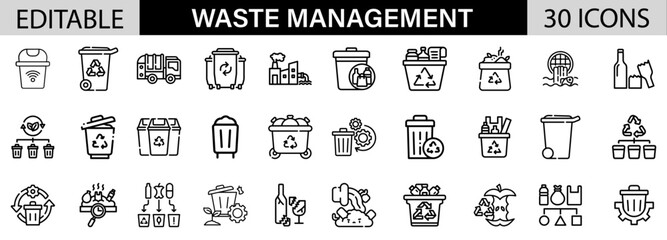 Waste Management, Managements, Management icon pack design in adobe illustrator, Victor file.