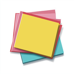 A scattered arrangement of vibrant sticky notes in yellow, pink, and blue. A practical tool for office organization, reminders, and brainstorming