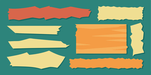 Torn Ripped Paper Strips - Jagged Edges, Scrapbook Sheets, Grunge Collage Elements