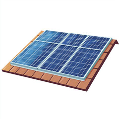 A set of blue solar panels installed on a slanted brown roof, harnessing solar energy for sustainable electricity generation