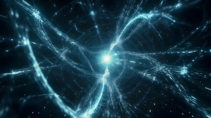 Fototapeta premium Abstract illustration of a glowing energy field expanding outward