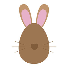 Chocolate easter egg with bunny face