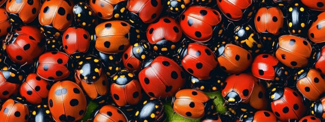 Fototapeta premium many ladybugs texture. Selective focus.