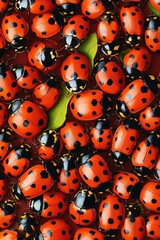 Naklejka premium many ladybugs texture. Selective focus.