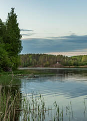 Lake with a tree in the background