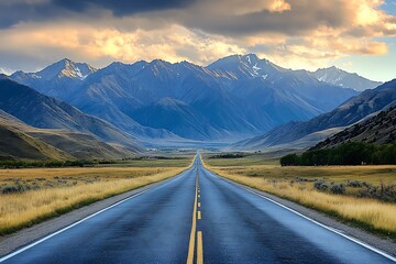 Naklejka premium Mountain Road Sunset Valley Drive