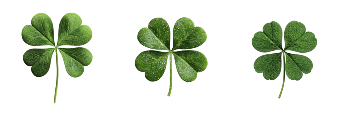 Lucky clover leaves symbolizing good fortune nature on transparent background - Powered by Adobe