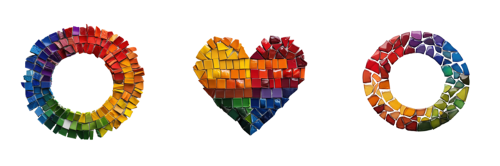 Creative mosaic heart on transparent background