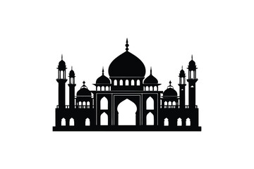 Silhouette of a Majestic Mosque, Perfect for Religious or Cultural Design