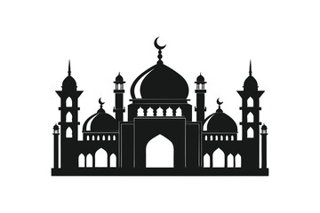 Silhouette of a Majestic Mosque, Perfect for Religious or Cultural Design