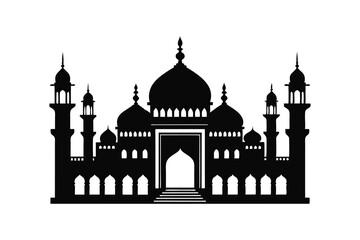 Silhouette of a Majestic Mosque, Perfect for Religious or Cultural Design