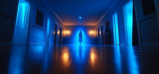 Spectral Figure in a Lit Hallway