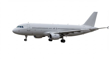 Obraz premium White Passenger Jet Airplane Landing Softly. AI Generated