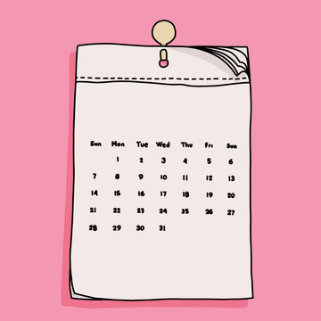 Abstract Calendar Design on Pink Background