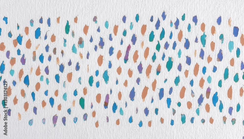 Poster abstract watercolor pattern with multicolored organic dots on textured white paper, artistic backgro