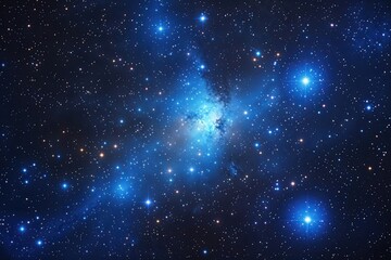 Luminous Blue Starfield Against Dark Cosmic Background Space