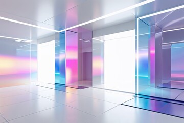 Futuristic White Background Showcasing Vivid Gradients and Striking Reflections for Technology and Corporate Design