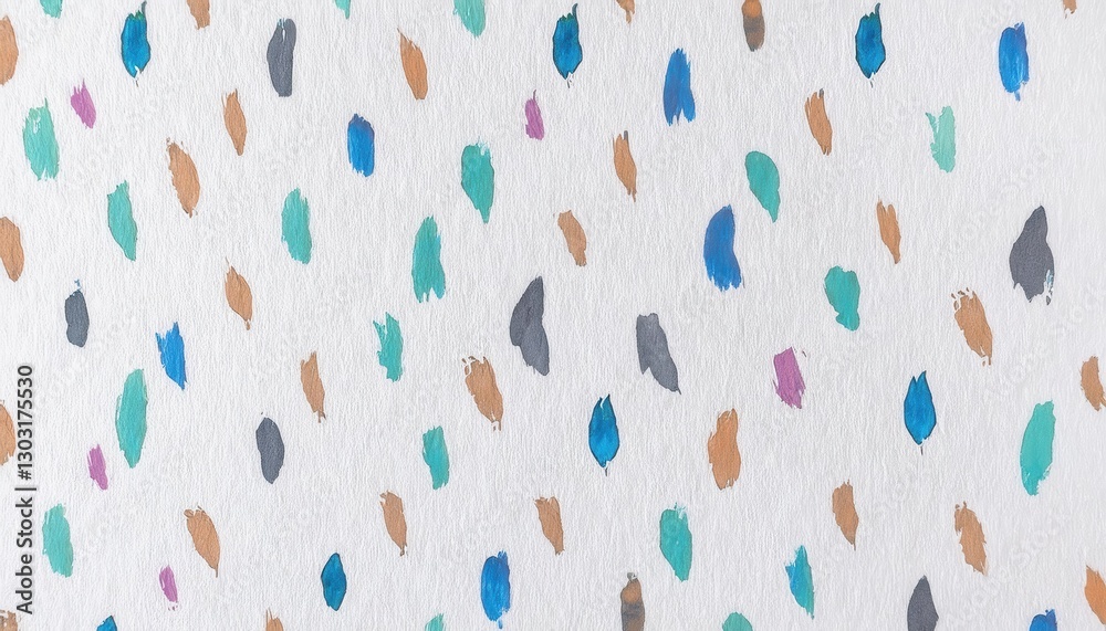 Leinwandbilder abstract watercolor pattern with multicolored organic dots on textured white paper, artistic backgro