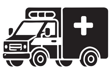 Modern Ambulance Emergency Medical Vehicle Silhouette for Healthcare Needs