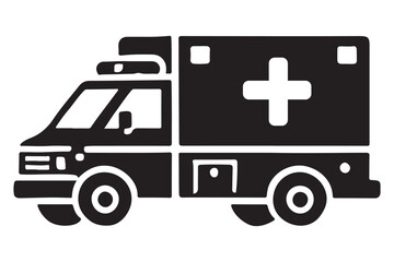 Detailed Ambulance Silhouette for Medical Transportation Emergency Services Vector
