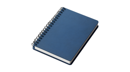 Blue spiral notebook isolated on black background
