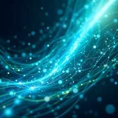Naklejka premium A captivating display of glowing blue energy streams flowing dynamically through the void, symbolizing futuristic data movement, artificial intelligence.