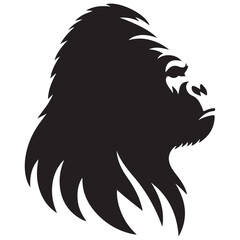 Strong Gorilla Head Silhouette Vector Illustration for Wildlife Enthusiasts