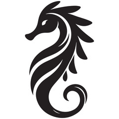 Elegant Seahorse Silhouette Vector Illustration for Marine Themed Designs