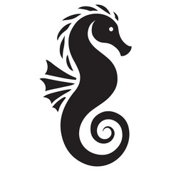 Classic black seahorse vector illustration for ocean conservation designs use