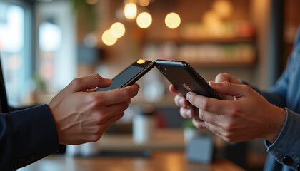 Person Engaged with Smartphone at Cafe