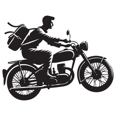 Fototapeta premium Silhouette of Man Riding Motorcycle Adventures and Freedom Lifestyle