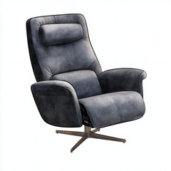 Dark Gray Recliner Armchair on White Background