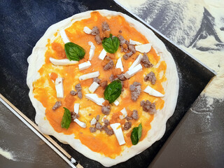 ready to bake homemade pumpkin and sausage pizza dough