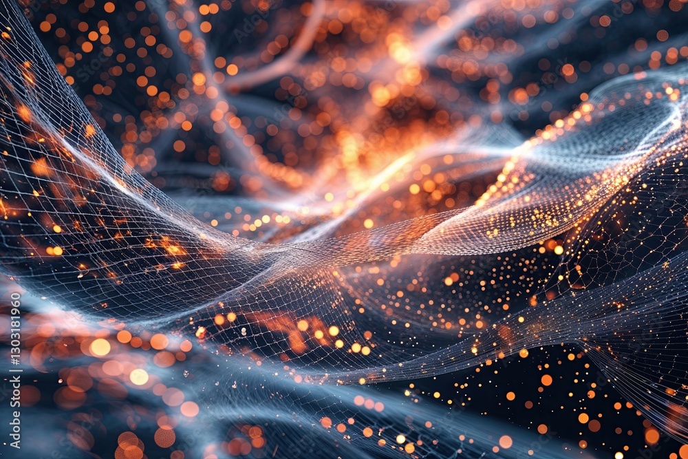 Wall mural mesmerizing technology mesh background featuring swirling abstract particles and dynamic textures